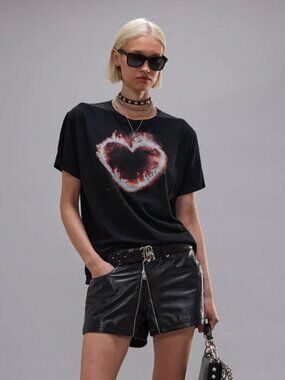 R13 NWOT Flaming Heart Boy Tee M